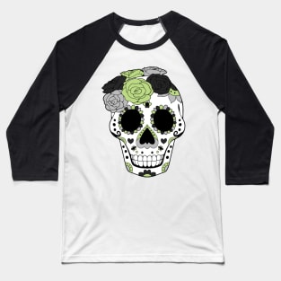 Agender Pride - Sugarskull Dia De los Muertos Baseball T-Shirt